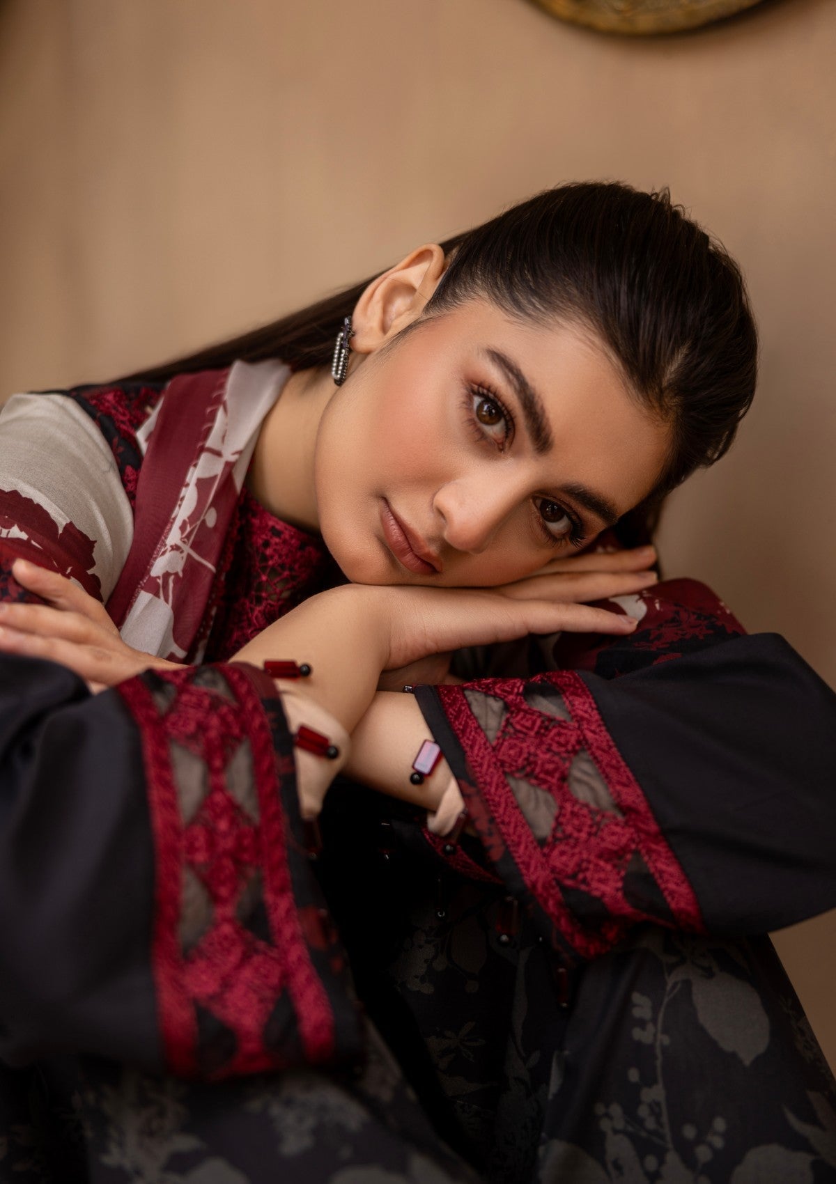 RPM#03 - Jet Black - 3 pc - Printed & Embroidered - Print Melody 25 - Lawn