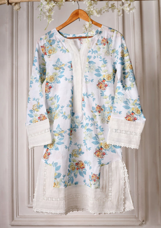 White - Ready to Wear - Printed Lawn Shirt