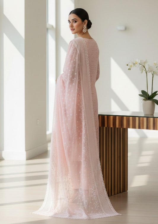 D#215 - Pink - 3 pc - Printed Embroidered - R Prints Lawn 26