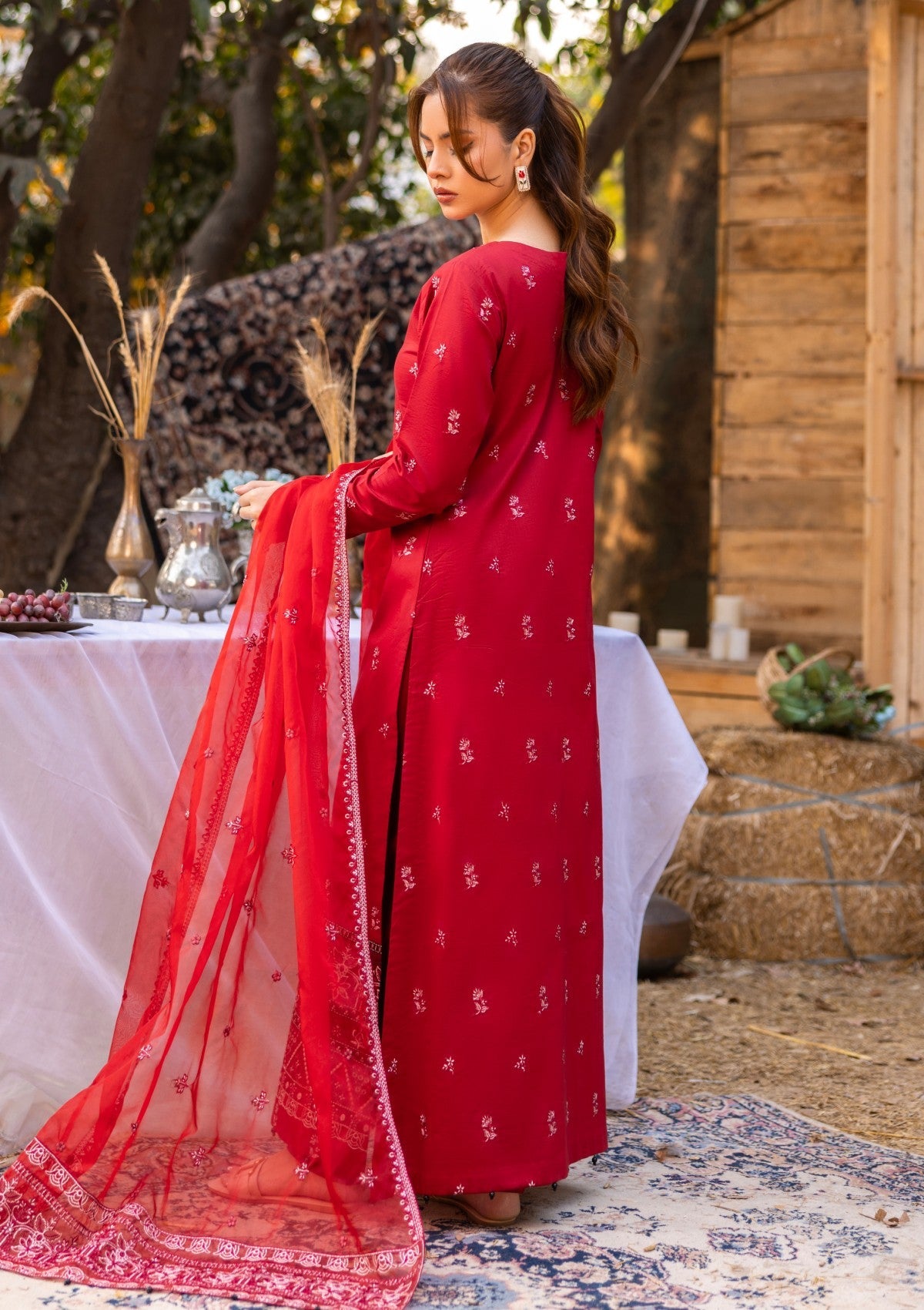 D#08 - SCARLET - 3 pc - Embroidered - Luxe Attire 25 - Lawn