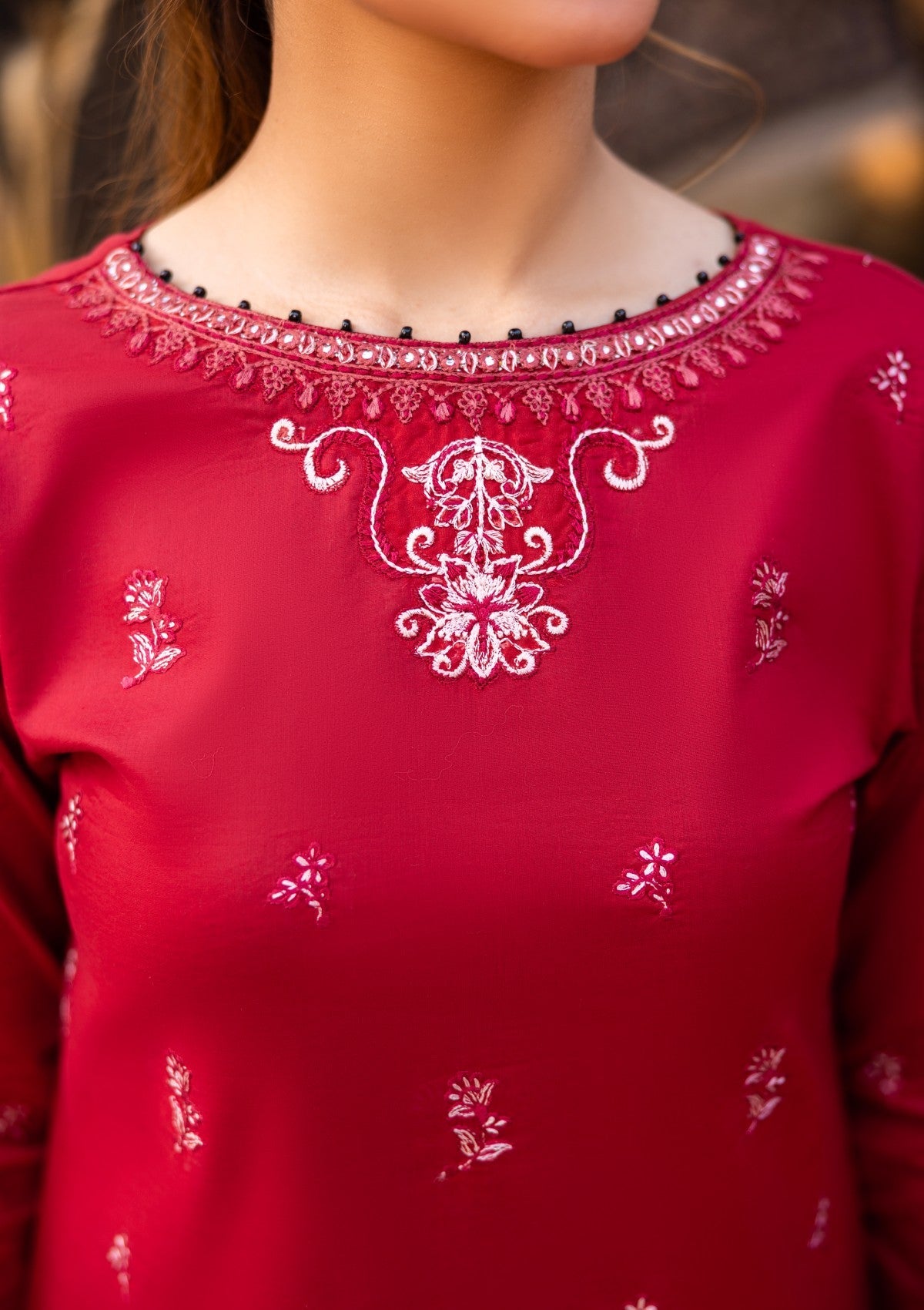 D#08 - SCARLET - 3 pc - Embroidered - Luxe Attire 25 - Lawn