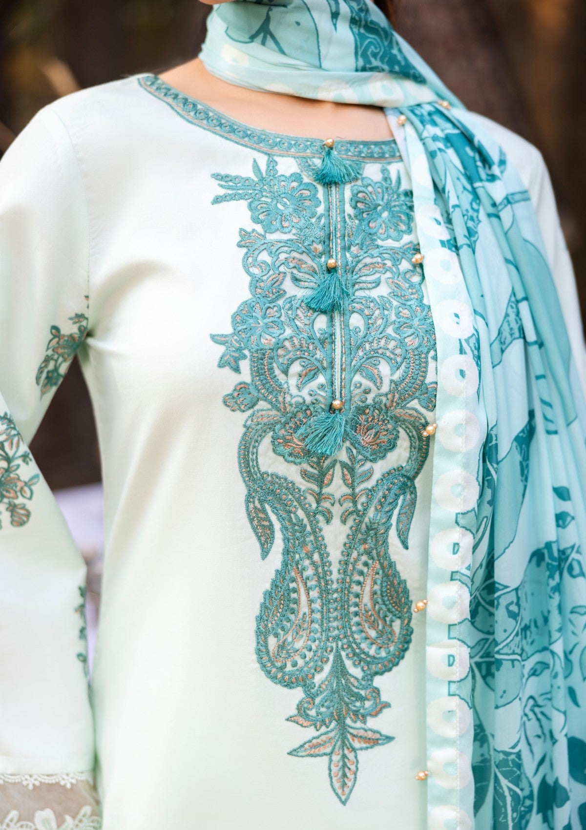 D#05 - MINT GREEN - 3 pc - Embroidered - Luxe Attire 25 - Lawn