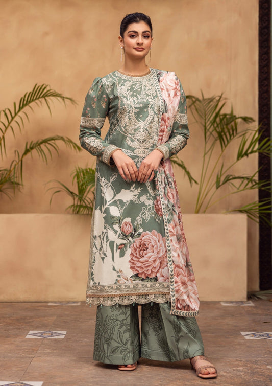 RPM#10 - Amazon Green - 3 pc - Printed & Embroidered - Print Melody 25 - Lawn