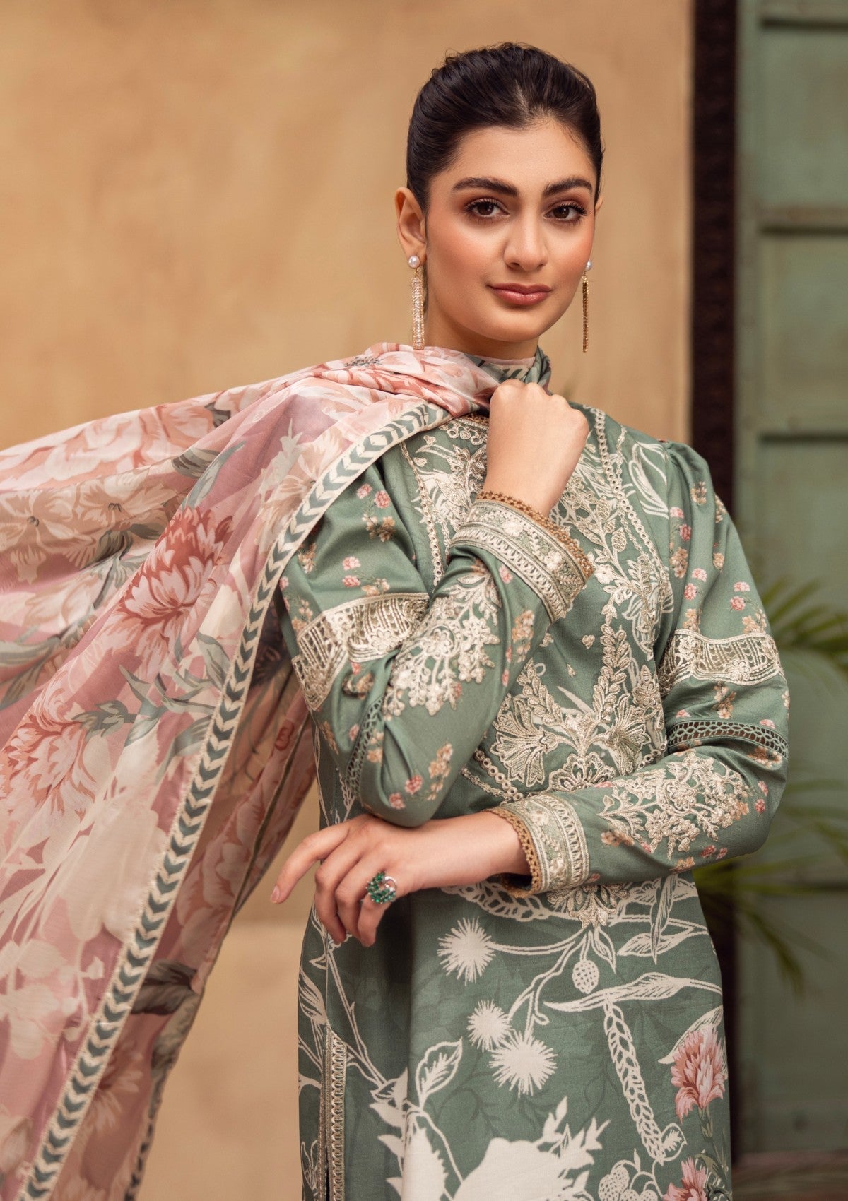 RPM#10 - Amazon Green - 3 pc - Printed & Embroidered - Print Melody 25 - Lawn