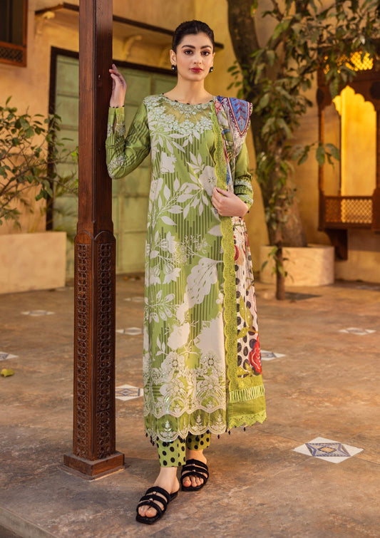 RPM#15 - Pear Green - 3 pc - Printed & Embroidered - Print Melody 25 - Lawn
