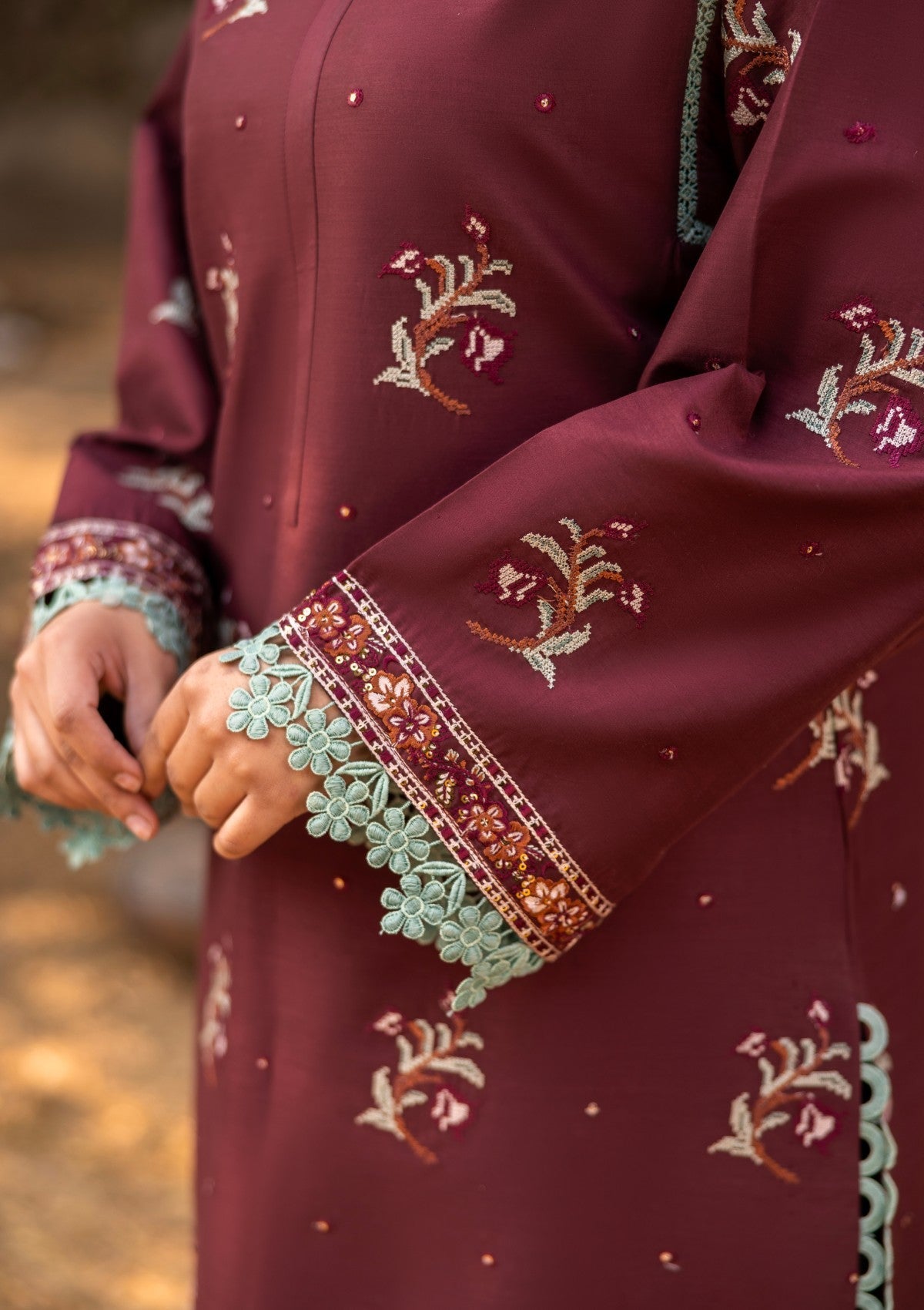 D#06 - RASBERRY - 3 pc - Embroidered - Luxe Attire 25 - Lawn