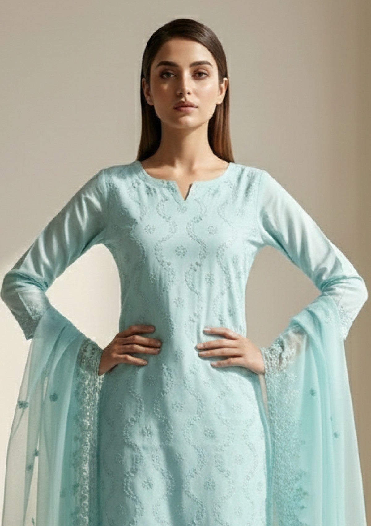 D#15 - Ferozi - 3 pc - Printed Embroidered - R Prints Lawn 26