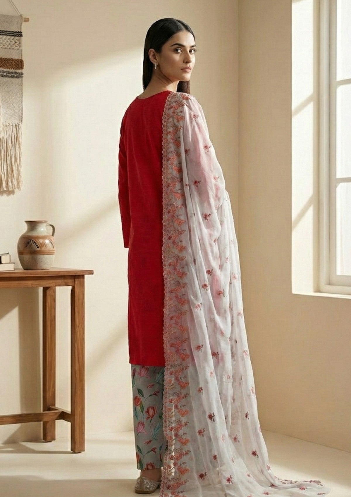 D#15 - Grey - 3 pc - Printed Embroidered - R Prints Lawn 26