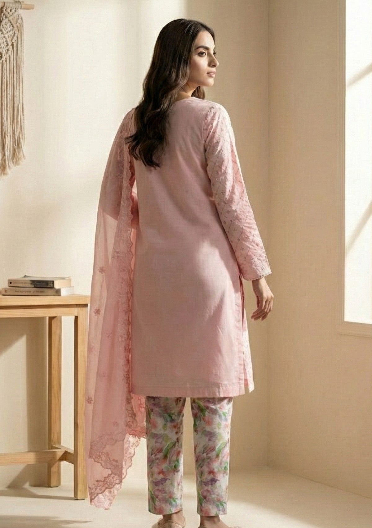 D#13 - P Pink - 3 pc - Printed Embroidered - R Prints Lawn 26