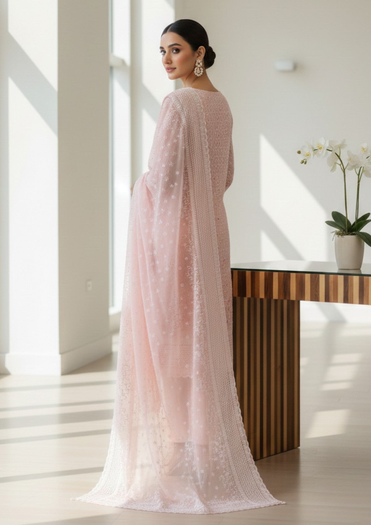 D#215 - Pink - 3 pc - Printed Embroidered - R Prints Lawn 26