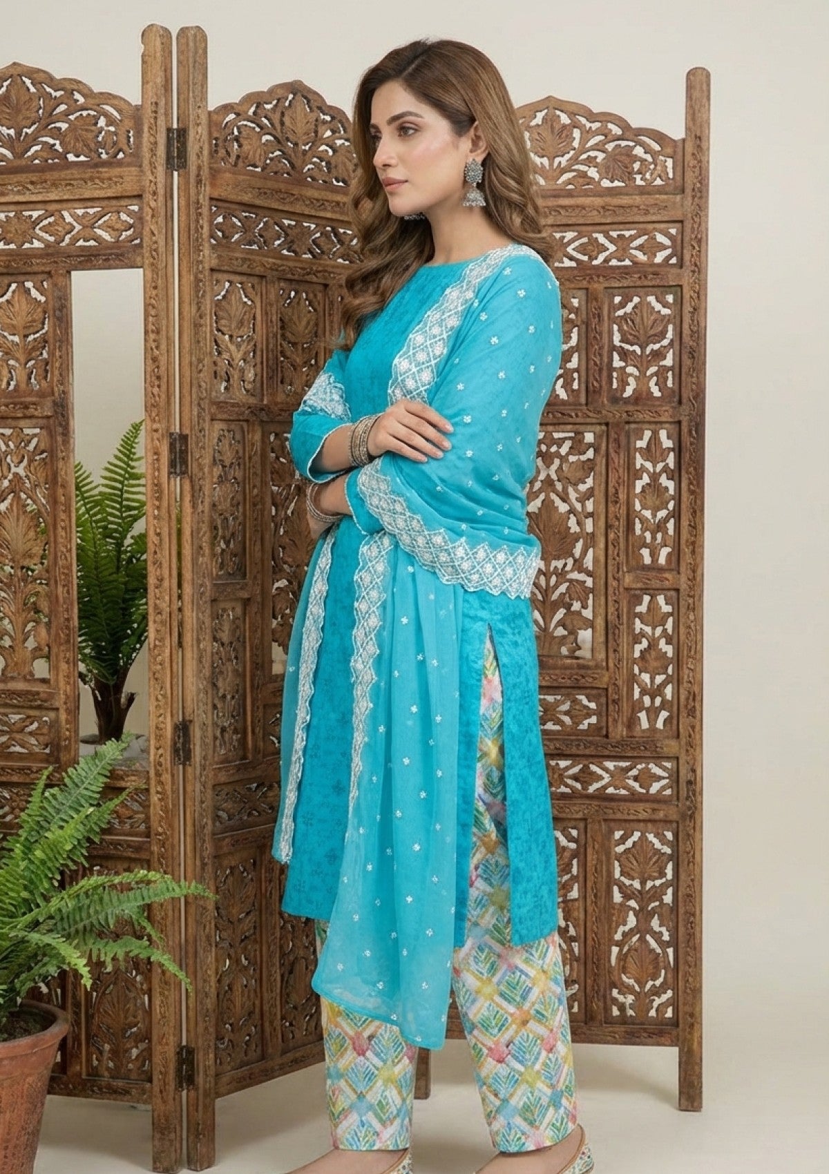 D#11 - Ferozi - 3 pc - Printed Embroidered - R Prints Lawn 26