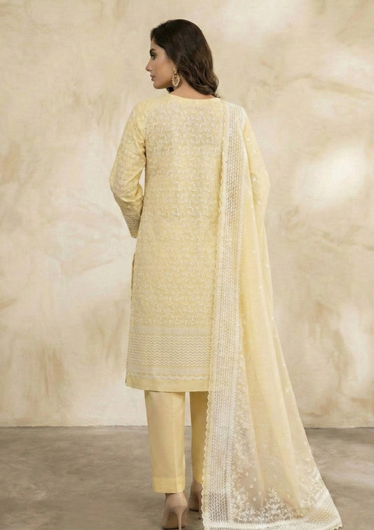 D#214 - Yellow - 3 pc - Printed Embroidered - R Prints Lawn 26