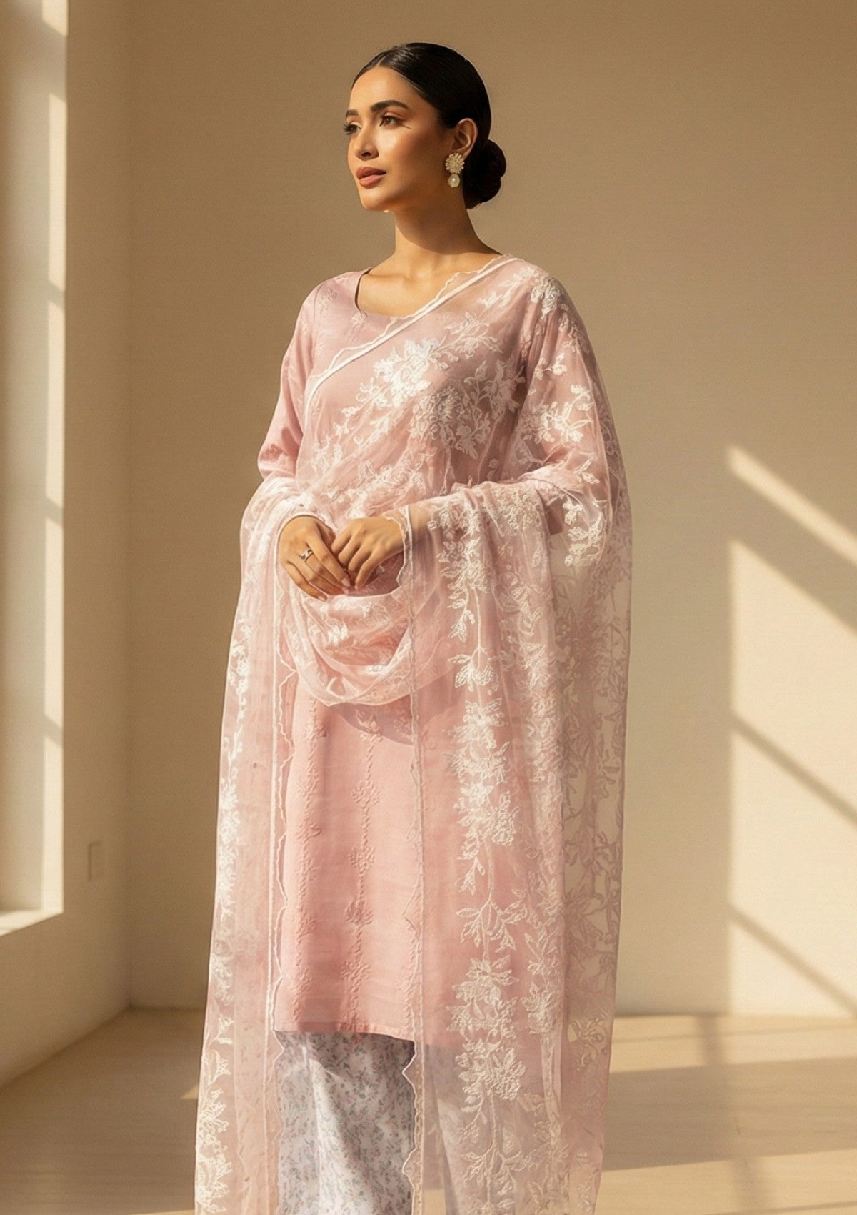 D#18 - Fawn - 3 pc - Printed Embroidered - R Prints Lawn 26