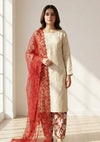 D#19 - Red - 3 pc - Printed Embroidered - R Prints Lawn 26