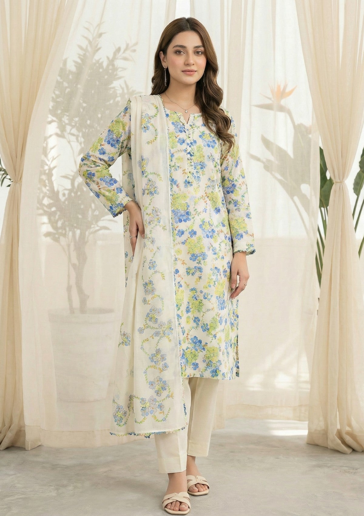 R Prints Lawn 26 Volume 3 - D#30 - Y White