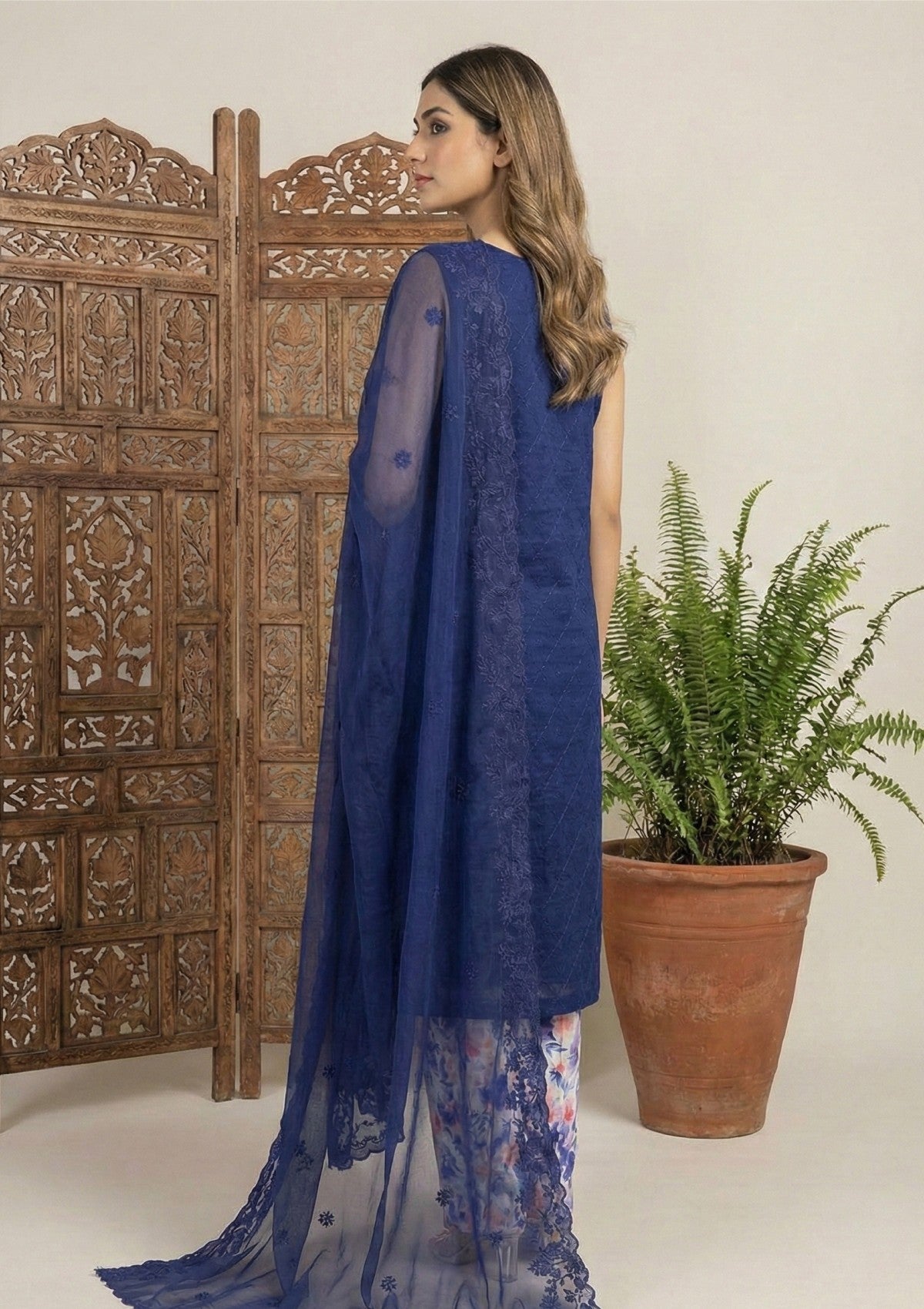D#13 - L Blue - 3 pc - Printed Embroidered - R Prints Lawn 26