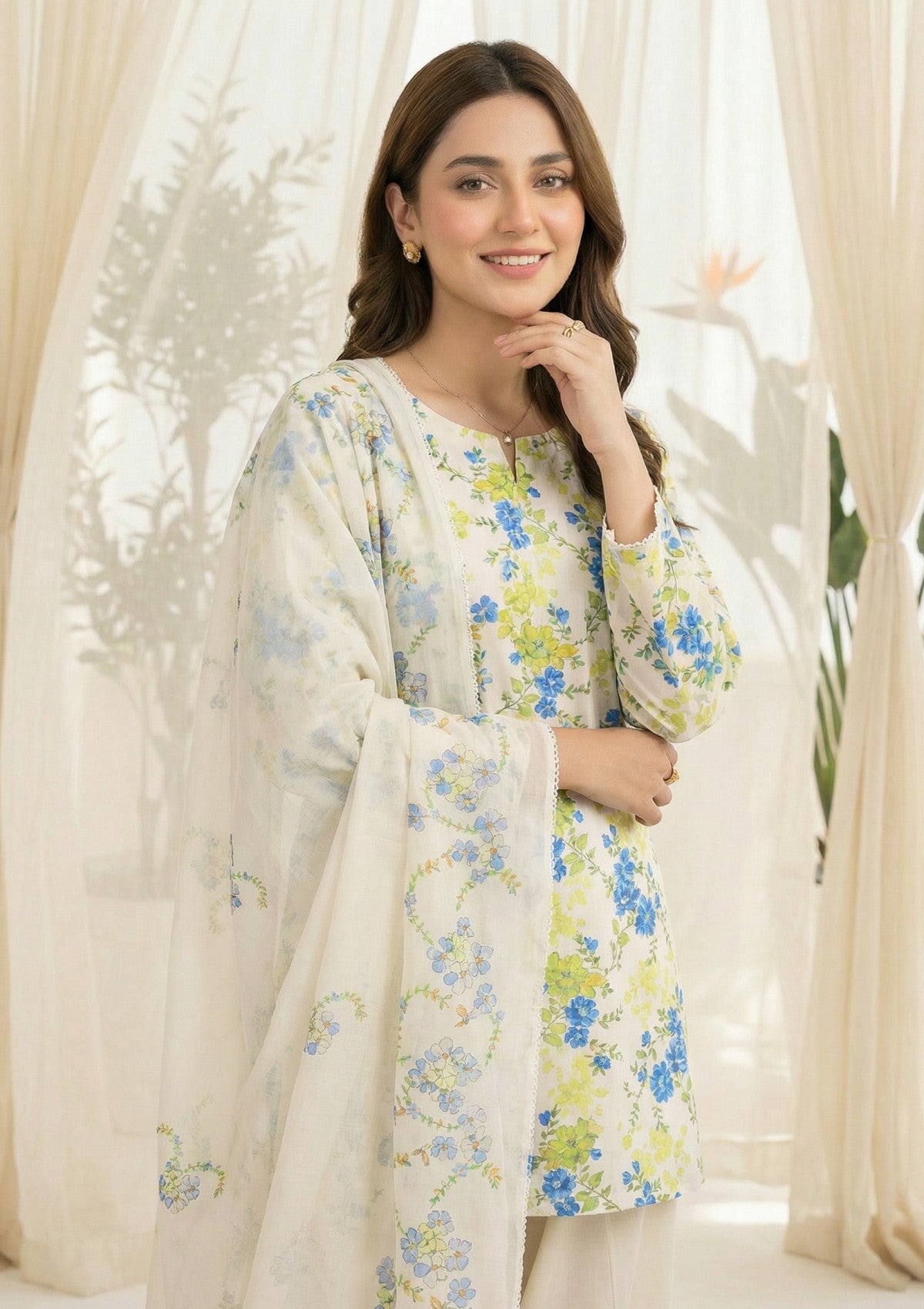 R Prints Lawn 26 Volume 3 - D#30 - Y White