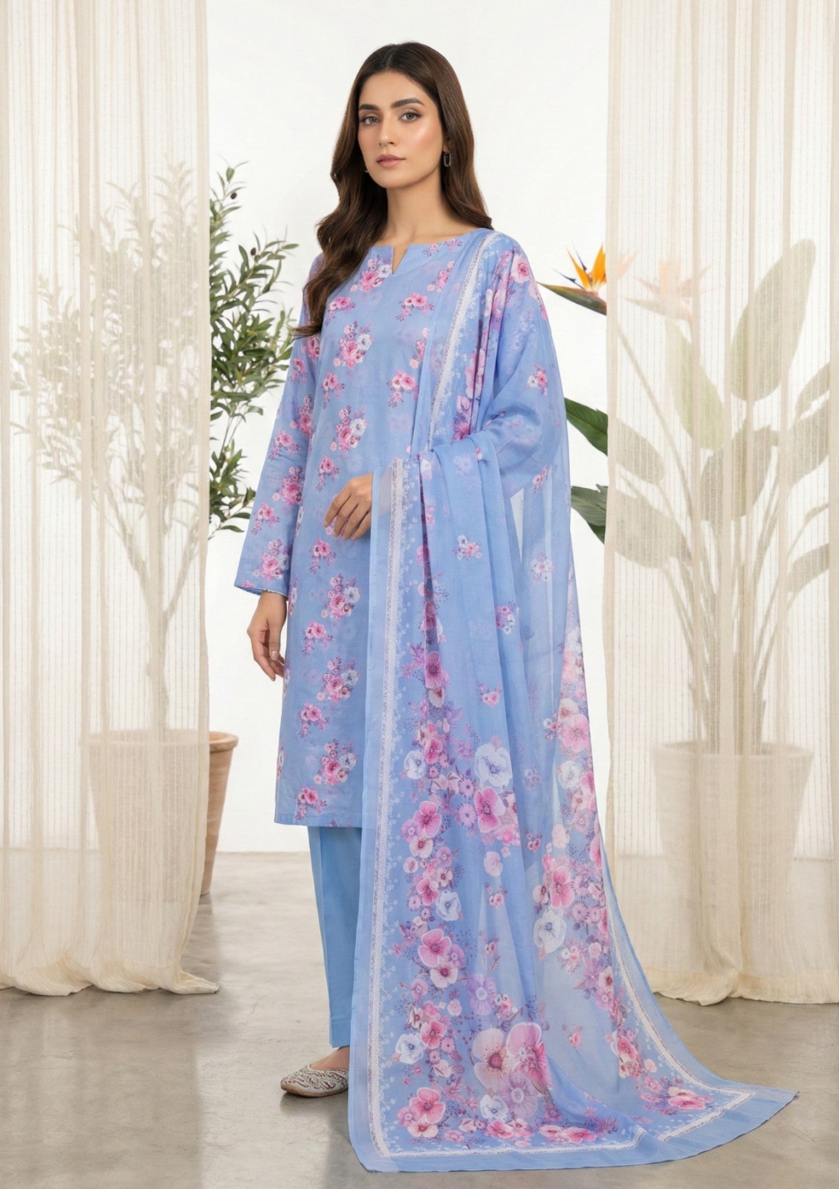 R Prints Lawn 26 Volume 3 - D#37 - Sky Blue