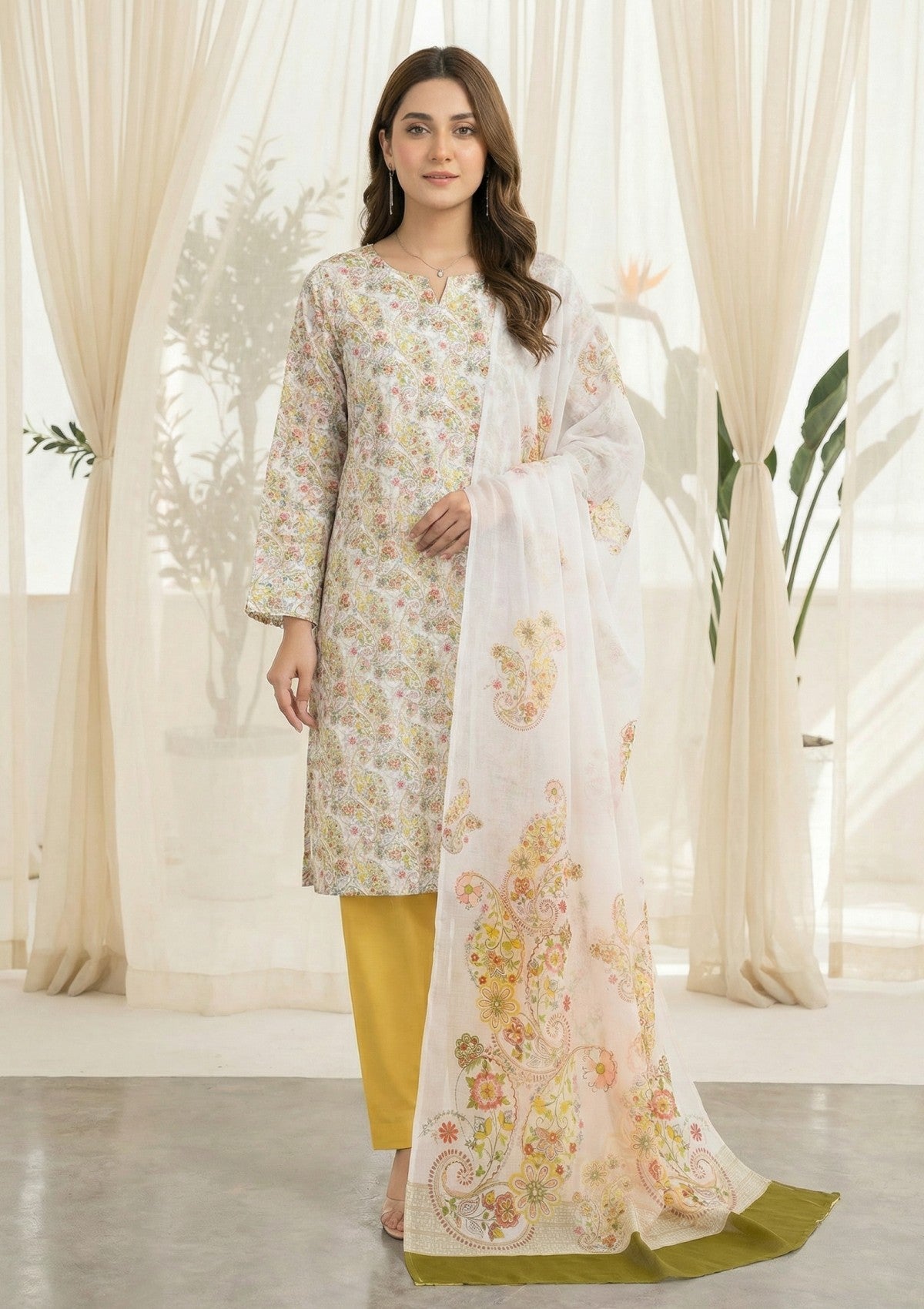 R Prints Lawn 26 Volume 3 - D#41 - Y White