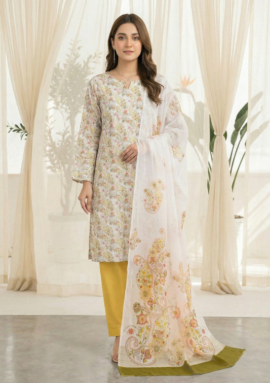 R Prints Lawn 26 Volume 3 - D#41 - Y White