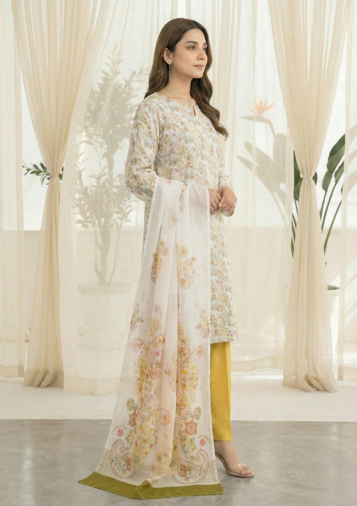 R Prints Lawn 26 Volume 3 - D#41 - Y White