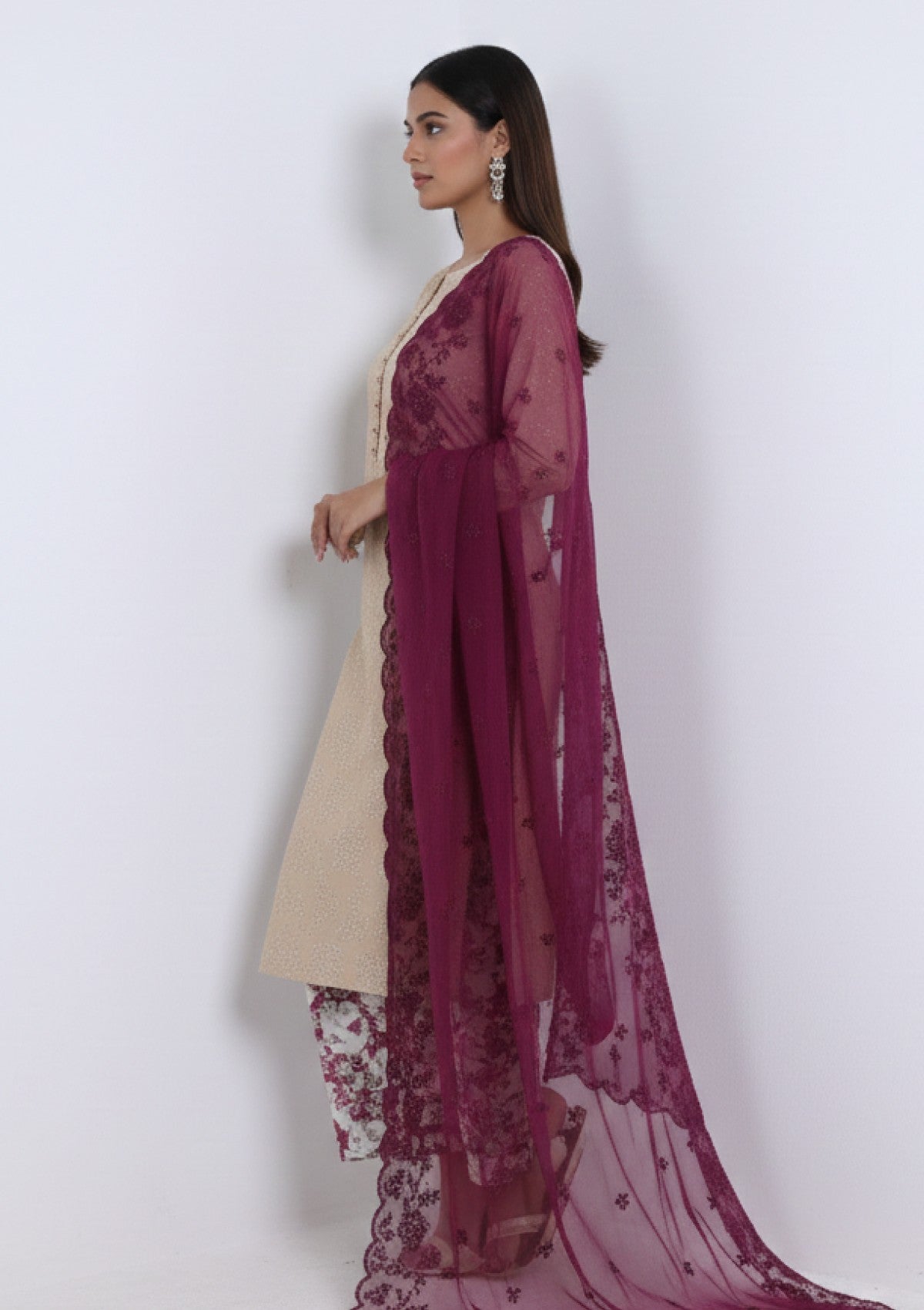 D#19 - Purple - 3 pc - Printed Embroidered - R Prints Lawn 26