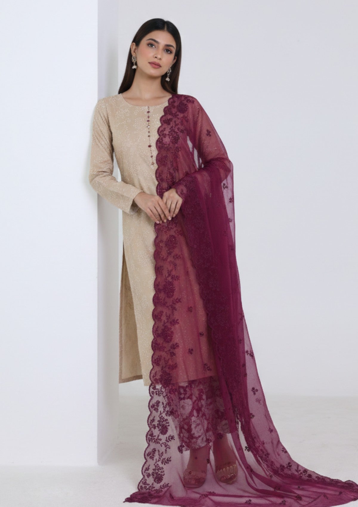 D#19 - Purple - 3 pc - Printed Embroidered - R Prints Lawn 26