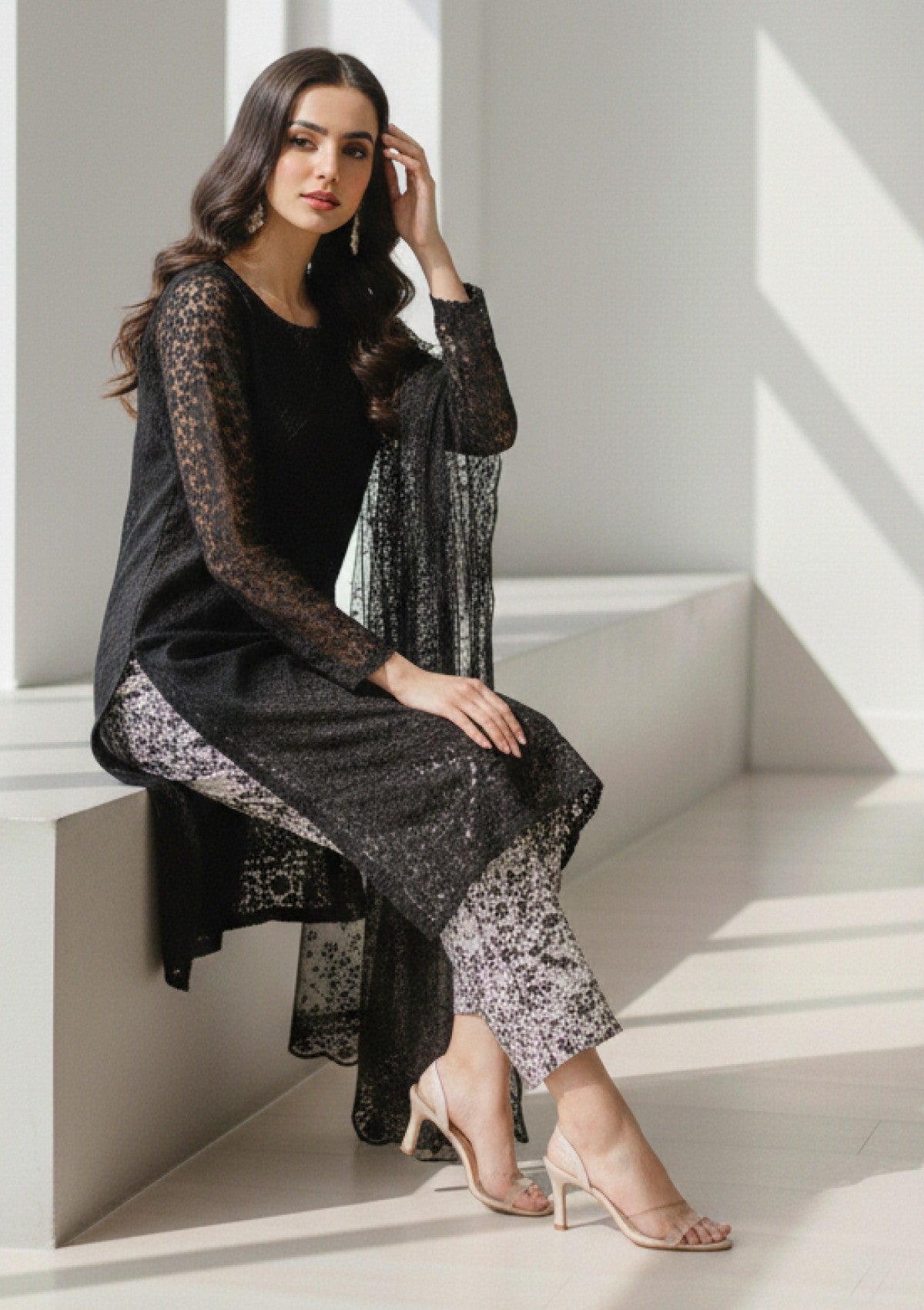 D#21 - B White - 3 pc - Printed Embroidered - R Prints Lawn 26