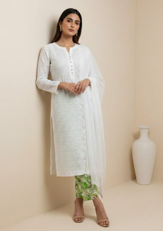 D#14 - P Green - 3 pc - Printed Embroidered - R Prints Lawn 26