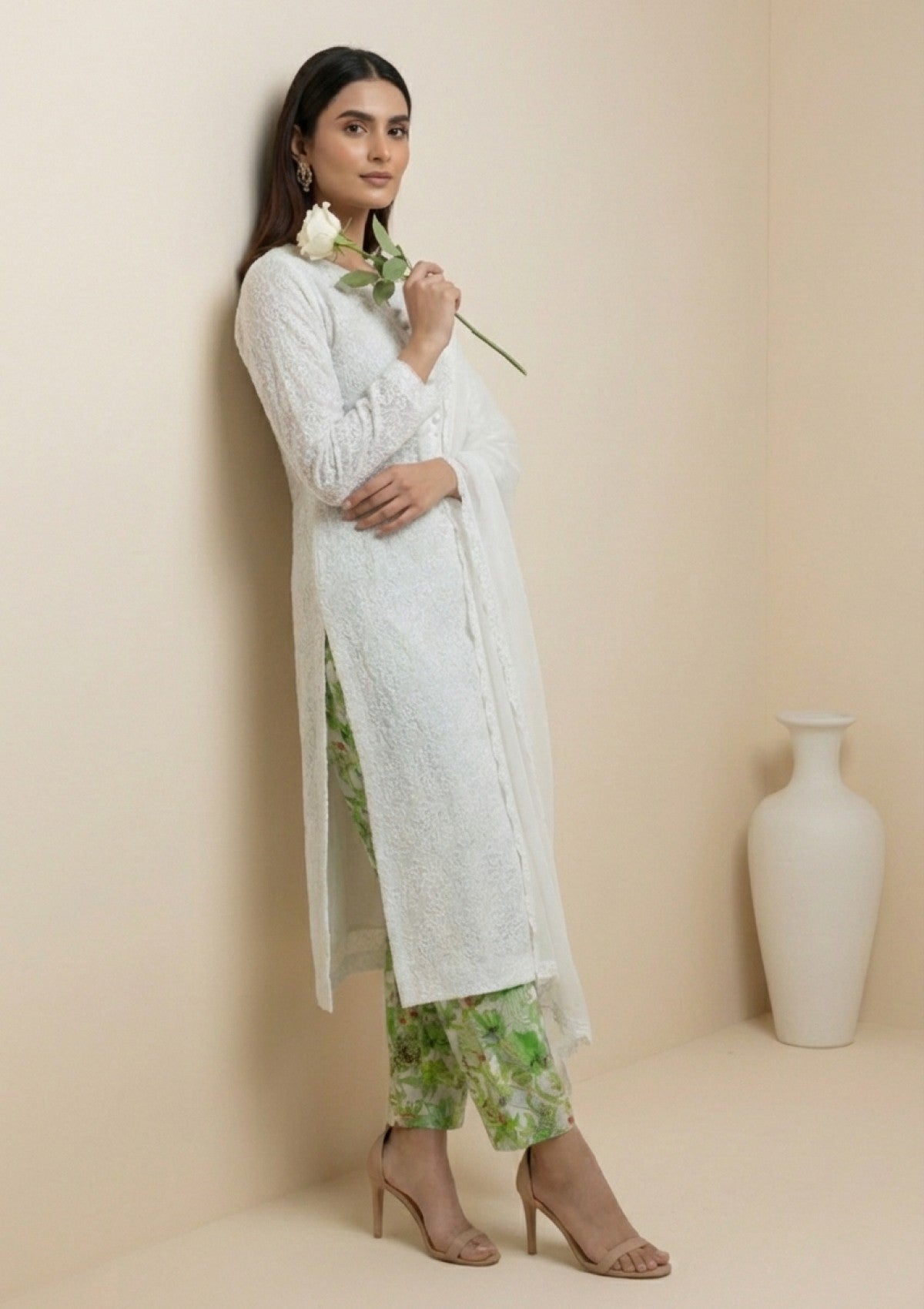 D#14 - P Green - 3 pc - Printed Embroidered - R Prints Lawn 26