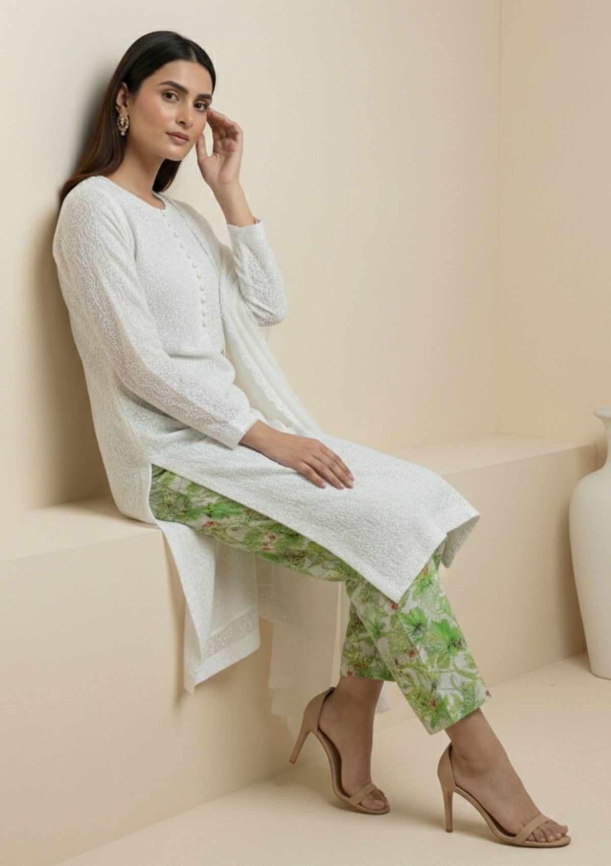 D#14 - P Green - 3 pc - Printed Embroidered - R Prints Lawn 26