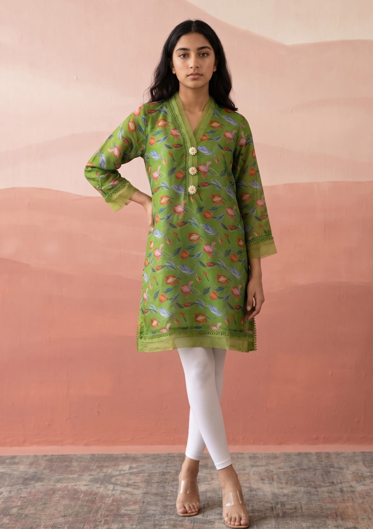 Green - Ready to Wear - Printed Lawn Shirt