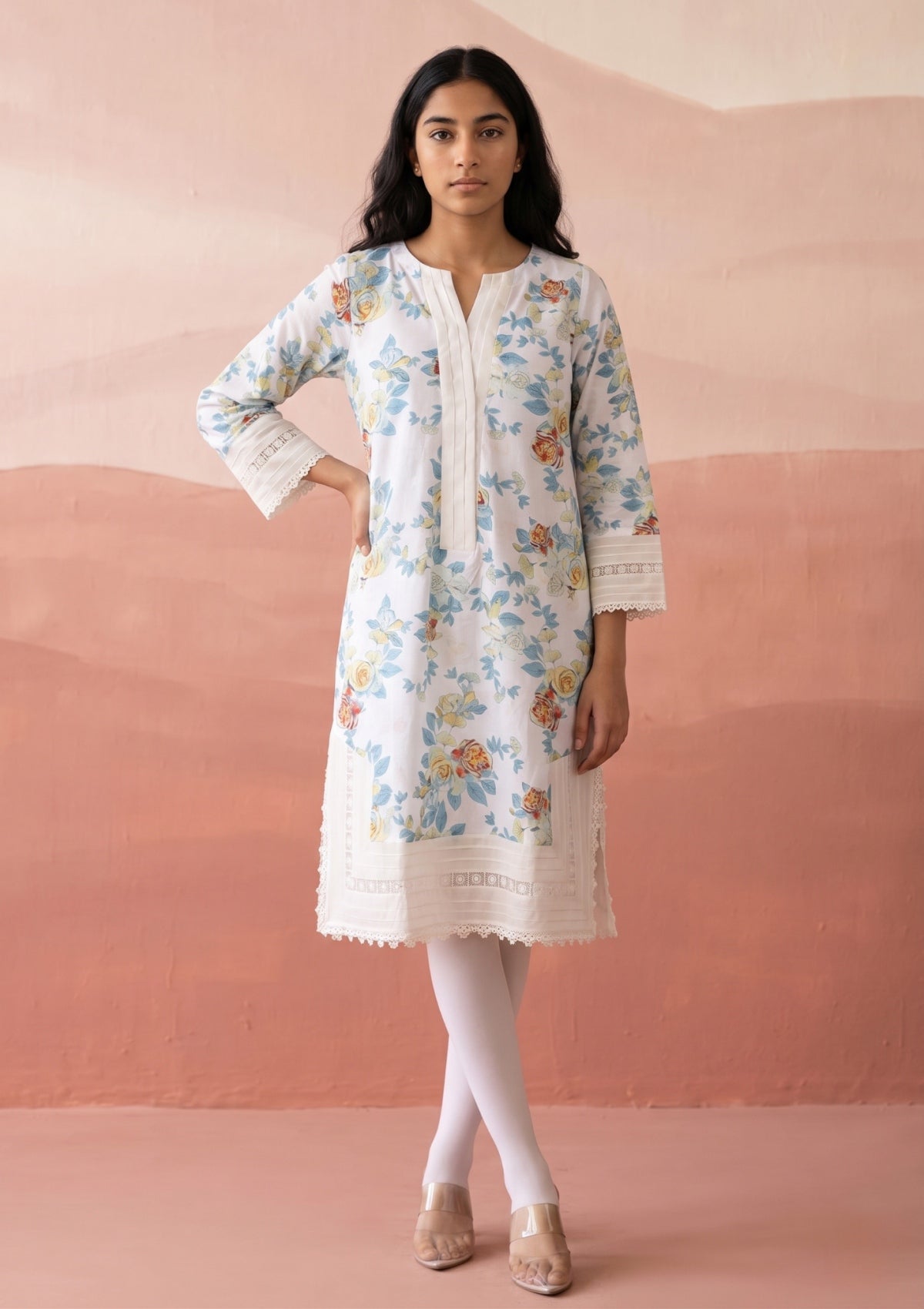 White - Ready to Wear - Printed Lawn Shirt