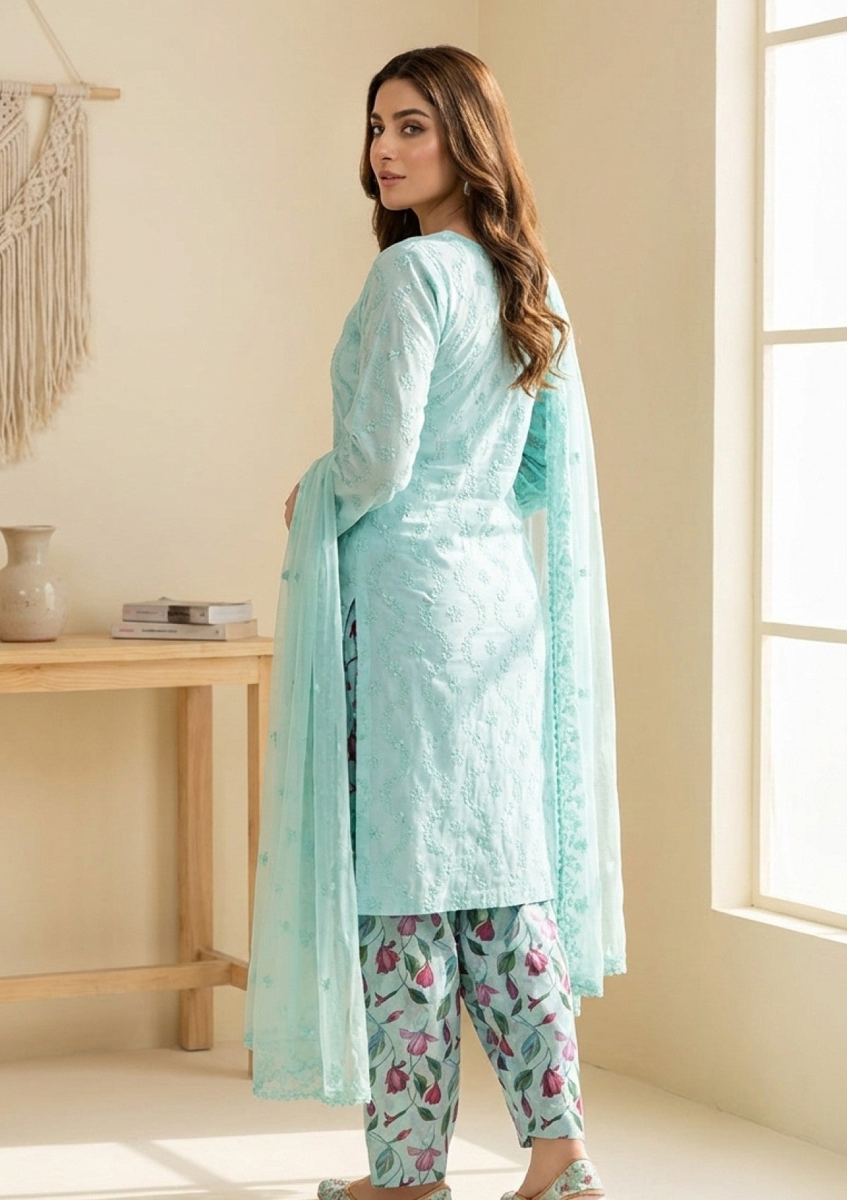 D#15 - Ferozi - 3 pc - Printed Embroidered - R Prints Lawn 26