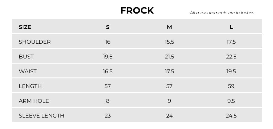 Product Size Chart