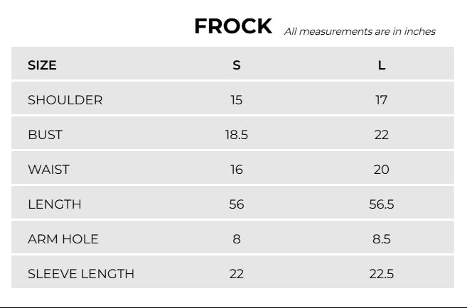 Product Size Chart