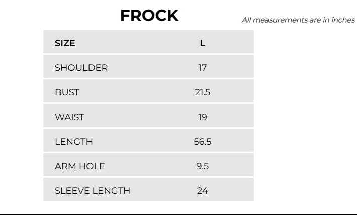 Product Size Chart
