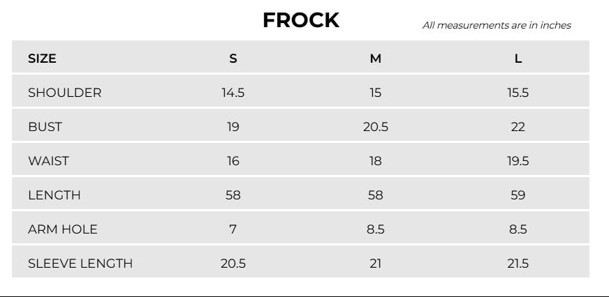 Product Size Chart
