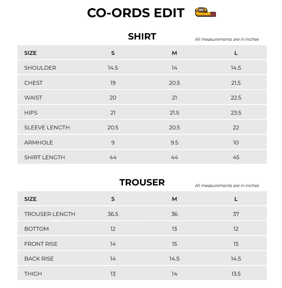 Product Size Chart
