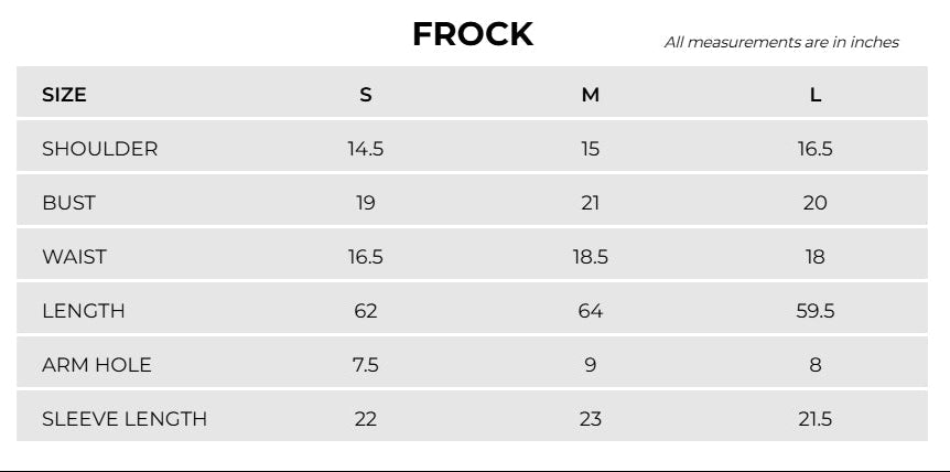 Product Size Chart