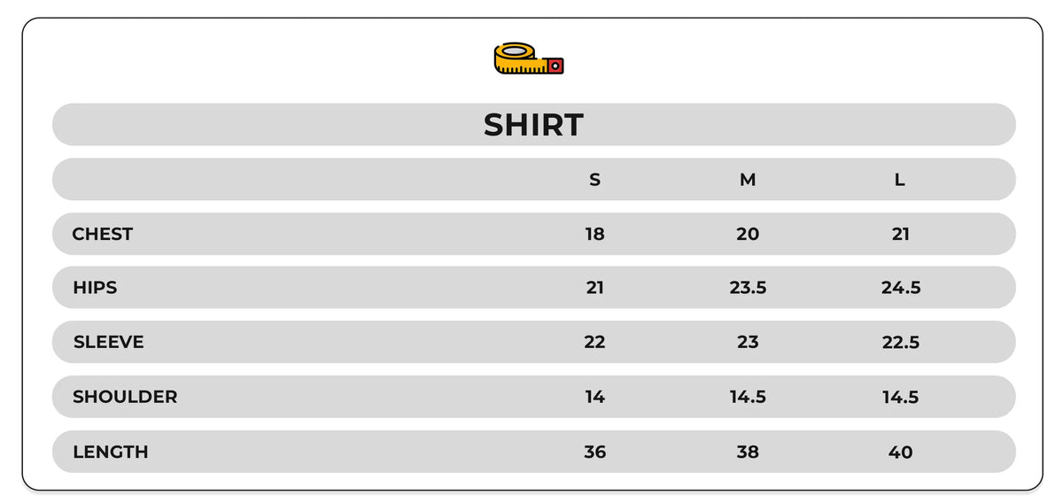 Product Size Chart